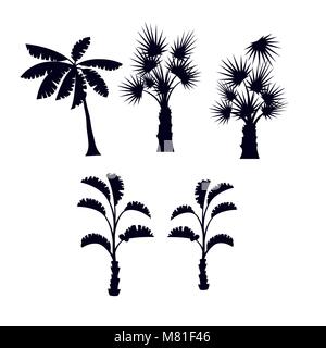 Tropischen Palmen silhouette eingestellt Stock Vektor