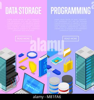 Data Storage Service und Programmierung Poster Stock Vektor