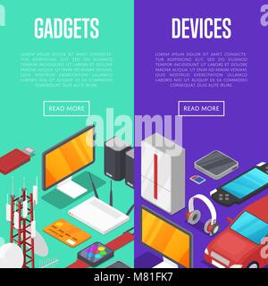 Gadgets und Computer Geräte einrichten Stock Vektor