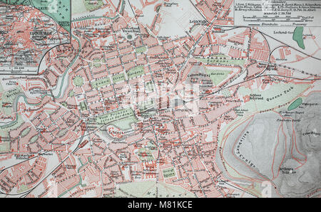 Stadtplan aus dem Jahr 1892: Edinburgh, Schottland, digital verbesserte Reproduktion einer Vorlage drucken aus dem Jahr 1895 Stockfoto