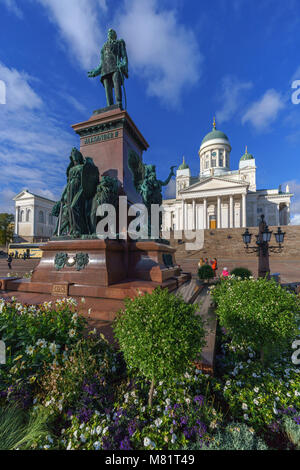 Blick auf Kathedrale von Helsinki (Helsingin tuomiokirkko Nikolainkirkko), Helsinki, Finnland Stockfoto