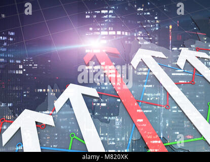 Finanzielle und kommerzielle Entwicklung der Stadt, der städtischen Finanzen, Erfolg Stockfoto
