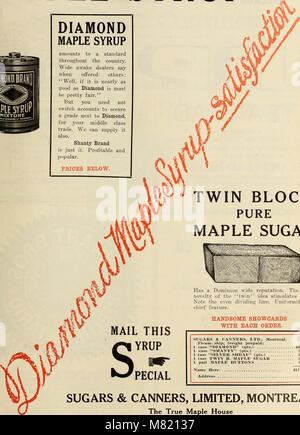Das kanadische Lebensmittelmagazin von Oktober bis Dezember 1913 bietet Einblicke in das Lebensmittelgeschäft in Kanada und konzentriert sich dabei auf Produkttrends, Marktbedingungen und Verbraucherpräferenzen in diesem Zeitraum. Stockfoto