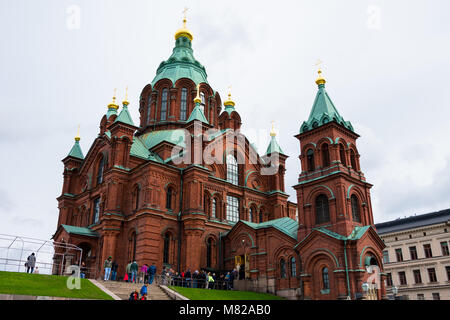 Helsinki, Finnland. August 26, 2017. Blick auf die Orthodoxe Kathedrale Uspenski Stockfoto