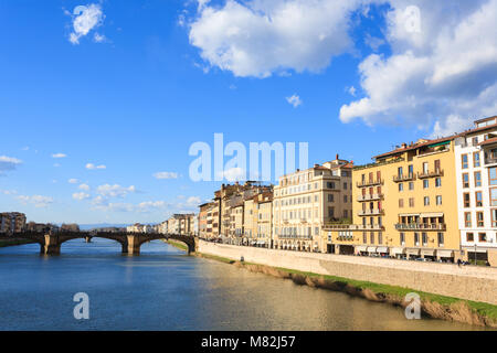 Schöne Landschaft in Florenz, Italien. Häuser am Fluss Arno. Italienischen panorama Stockfoto