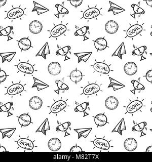 Hand-zeichnen Ziel und Zielgruppe nahtlose doodle Hintergrund. Vector Illustration. Stock Vektor