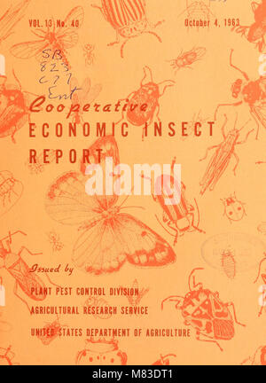 Der „Cooperative Economic Insect Report“ (1963) bietet detaillierte Einblicke in die wirtschaftliche Bedeutung von Insekten, einschließlich Schädlingen und Nutzarten. Sie umfasst ihre Auswirkungen auf die Land- und Forstwirtschaft und die natürlichen Ökosysteme. Stockfoto