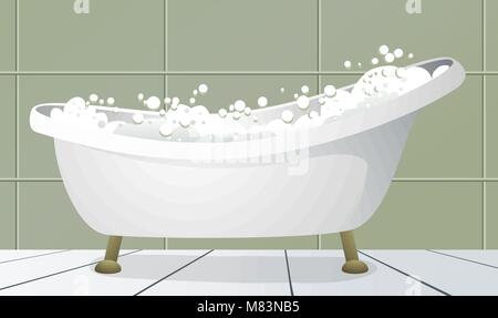 Badewanne mit Schaum Blasen innerhalb Stock Vektor