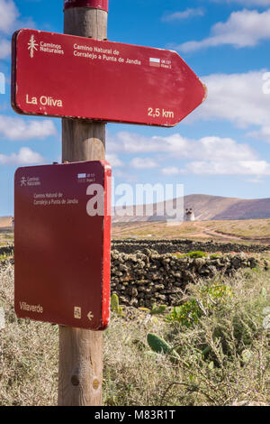 Fußweg zu La Oliva Fuerteventura Kanarische Inseln Spanien Stockfoto