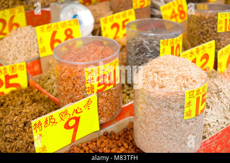 Trocknen Meeresfrüchte auf den Märkten der Chun Yeung Street, North Point district, Eastern Hong Kong, Hong Kong Island, Hong Kong, China, Asien Stockfoto