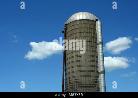 Ein getreidesilo gegen den blauen Himmel Stockfoto