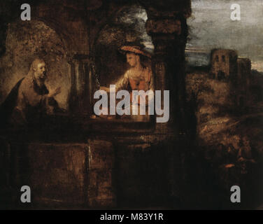 Rembrandt Harmenszoon van Rijn - Christus und die samarian Frau - 1659 Stockfoto