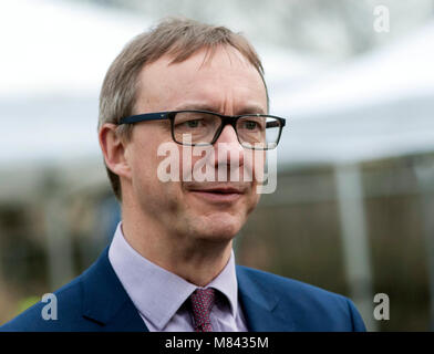 London, UK, 13/03/2018 Paul Gavin Johnson, Wirtschaftswissenschaftler, Experten kommentieren Philip Hammond's Spring Aussage bei den Häusern des Parlaments Stockfoto