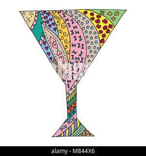 Schwarz und weiss Glas Gewirr Muster. Glas zen doodle Vector Illustration. Malbuch für Erwachsene. Stock Vektor