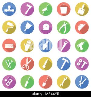 Reparatur Tools. Flache Symbole gesetzt. Bau Vector Illustration. Stock Vektor
