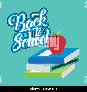 Zurück zu Schule Apple auf Stapel Bücher Vector Illustration Stock Vektor