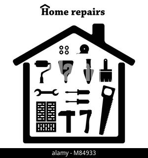 Home Reparaturen. Icon Set von Tools. Bauen Vektor. Stock Vektor