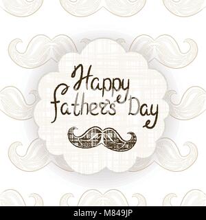 Grußkarte für Vatertag. Vektor Postkarte mit Zen Wirrwarr Schnurrbart. Typografie Grüße für Vati. Stock Vektor