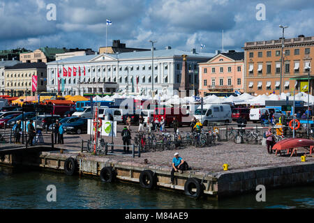 Helsinki, Finnland. August 26, 2017. Blick auf Helsinki South Harbor (Etelasatama) Stockfoto