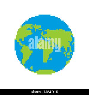 Erde pixel Art pixelige Planeten. Vector Illustration Stock Vektor