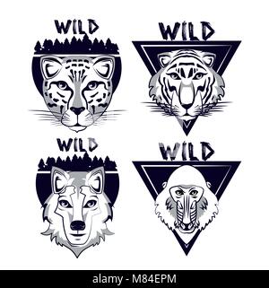 Wilde Tiere für t-shirt druckt Vector Illustration graphic design Stock Vektor