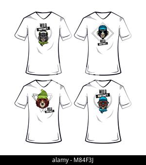 Cool und wild animas Abzüge für T-Shirts collection Vector Illustration graphic design Stock Vektor