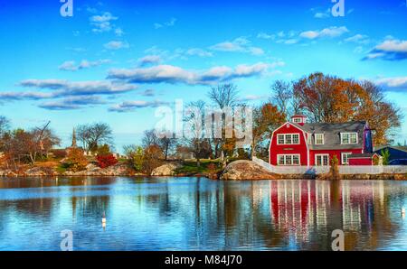 Anzeigen eines historischen Teich in Marblehead, MA Stockfoto