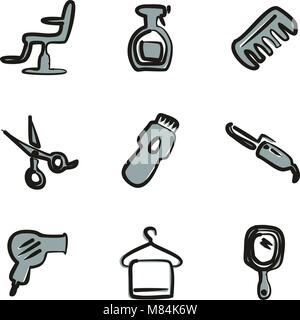 Friseursalon Symbole Freehand 2 Farbe Stock Vektor