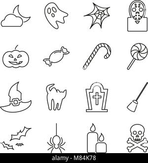 Halloween Urlaub & Kultur Symbole dünne Linie Vektor Abbildung Stock Vektor