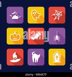 Halloween Symbole, flache Bauweise Stock Vektor