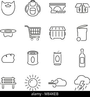 Obdachlose Leben & Kultur Symbole dünne Linie Vektor Abbildung Stock Vektor