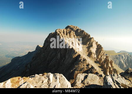 Der Olymp, in Zentralgriechenland und Mytikas, der höchste Gipfel Stockfoto