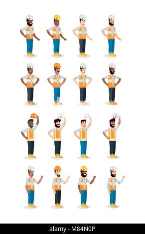 Icon Set von Bau Bauherren über weißen Hintergrund, farbenfrohen Design Vector Illustration Stock Vektor