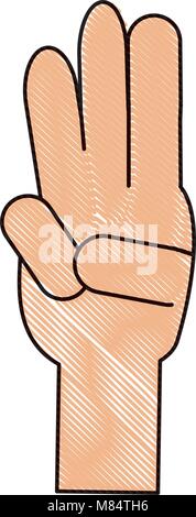 Hand mit Baum die Finger nach oben, auf weißem Hintergrund, farbenfrohen Design. Vector Illustration Stock Vektor