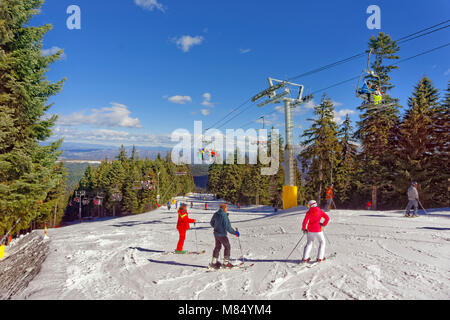 Martinovi Baraki 1 Skipiste in Borovets Ski Resort, Targovishte, Bulgarien. Stockfoto