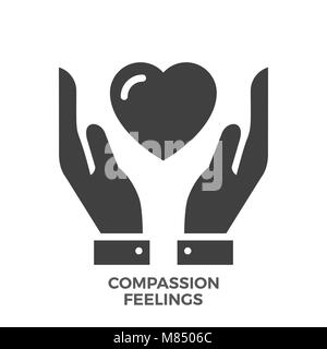 Mitgefühl Gefühle Glyphe Vektorsymbol isoliert auf den weißen Hintergrund. Stock Vektor