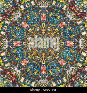 Bunte indische Muster, Tribal floral Kreis mit traditionellen Elementen. Luxus Mandala Textur. Boho Background, orientalische ethnischen Teppich Stockfoto