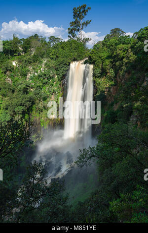 Thomson's fällt Wasserfall in Nyahururu in einer von Bäumen gesäumten Canyon, Kenia, Ostafrika Stockfoto