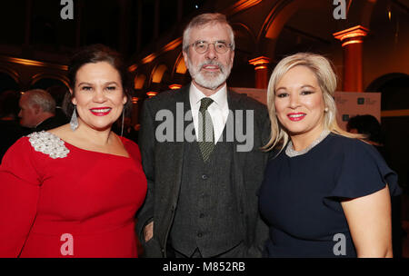 L-R Sinn Feins Mary Lou McDonald, Gerry Adams und Michelle O'Neill der amerikanischen Fonds für Irland Gala Dinner in Washington DC attedend. Stockfoto