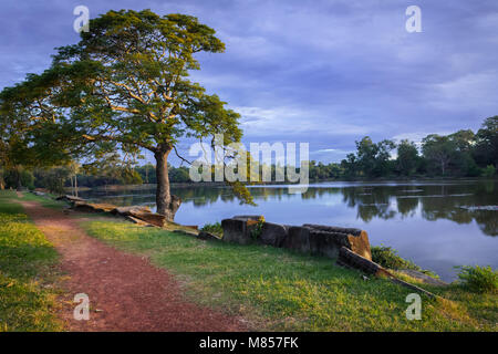 Der wassergraben von Angkor Wat, Siem Reap, Kambodscha Stockfoto