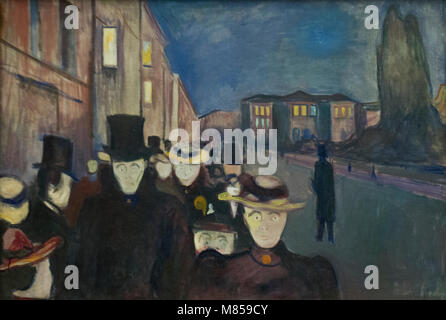 Edvard Munch: Abend in der Karl-Johan-Straße (1892) Stockfoto