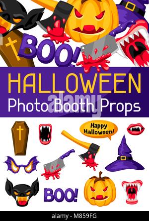 Halloween Photo Booth Requisiten. Zubehör für Festival und Party Stock Vektor