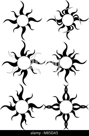 Ein Tribal SUN TATTOO Vektor Sammlung Stock Vektor