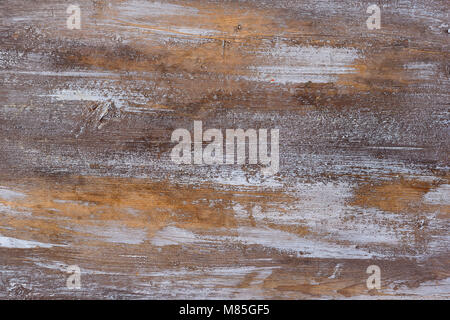 Grunge lackiert Grau, Weiß, Braun, Holz Textur als Hintergrund. Stockfoto