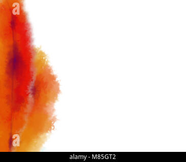 Orange Splash Vorlage. Aquarell Abstrakte spritzt mit weißen Raum für Text. Handgemalte abstrakte Fleck Design für verschiedene Werbematerialien. Stockfoto