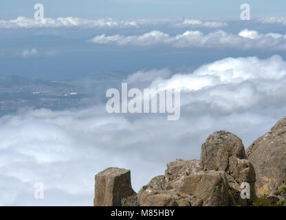 Der Blick vom Gipfel des Mount Wellington in Richtung Hobart in Tasmanien Australien suchen Stockfoto