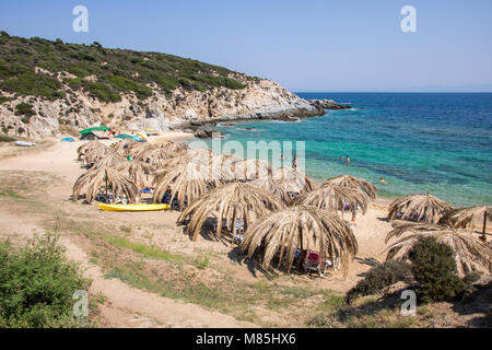 Schöne Tigania Strand auf der griechischen Halbinsel Sithonia, Teil von größeren Halbinsel Chalkidiki Stockfoto