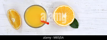 Orangensaft Orangen aus obigen Banner Obst Früchte frisch Trinken Stockfoto