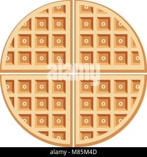 Vektor frühstück Waffeln auf weißem Hintergrund. Belgien runde Waffeln süß lecker Essen Konzept. top View Stock Vektor