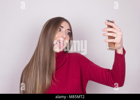 Mädchen Gesicht Spaß Gestik Stockfoto